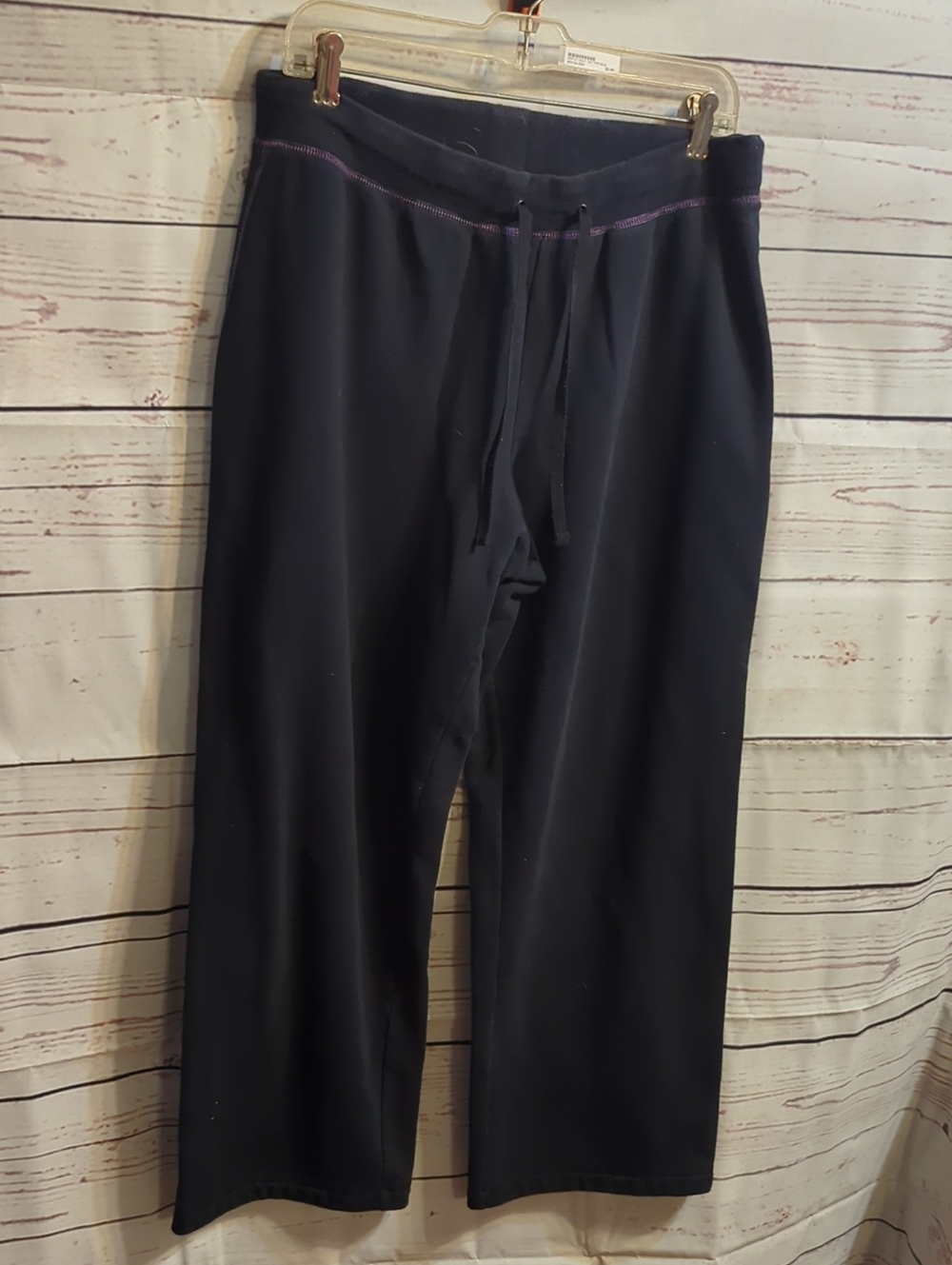 SJB Active Black With Purple Stitching Drawstring Sweat Pants
